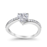 14K White Gold Heart Promise Ring Simulated Cubic Zirconia Size-7