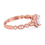 14K Rose Gold Art Deco Heart Promise Wedding Engagement Ring Simulated CZ Size-7