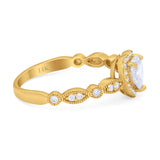 14K Yellow Gold Art Deco Heart Promise Wedding Engagement Ring Simulated CZ Size-7