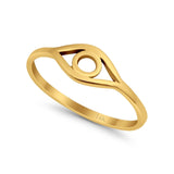 14K Yellow Gold Evil Eye Simple Wedding Engagement Ring (6mm)