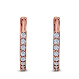14K Rose Gold Half Eternity Hoop Earrings Round Simulated Cubic Zirconia (16mm)