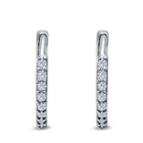 14K White Gold Half Eternity Hoop Earrings Round Simulated Cubic Zirconia (16mm)