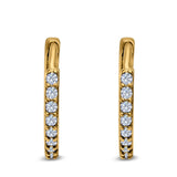 14K Yellow Gold Half Eternity Hoop Earrings Round Simulated Cubic Zirconia (16mm)