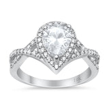 14K White Gold Teardrop Promise Ring Infinity Round Simulated CZ
