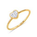 14K Yellow Gold Solitaire Heart Promise Ring Bridal Simulated CZ Wedding Engagement Size 7
