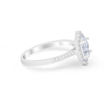 Oval Wedding Ring Halo Vintage Round Simulated CZ 925 Sterling Silver