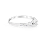 Petite Dainty Art Deco Wedding Ring Round Simulated CZ 925 Sterling Silver