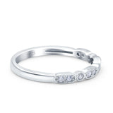 Half Eternity Ring Wedding Band Round Pave Simulated CZ 925 Sterling Silver (2.5mm)