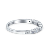 Half Eternity Ring Wedding Band Marquise Round Pave Simulated CZ 925 Sterling Silver (2mm)