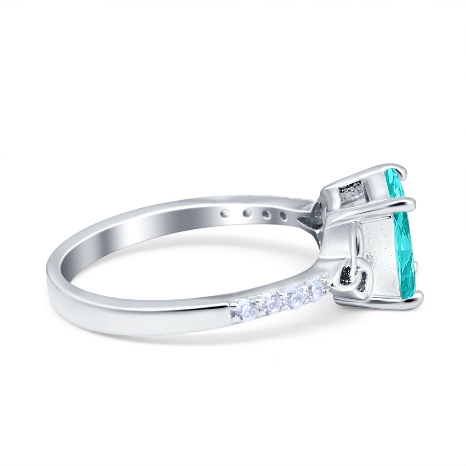 Cushion Cut Celtic Wedding Ring Simulated Paraiba Tourmaline CZ 925 Sterling Silver