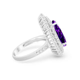 Teardrop Cocktail Ring Pear Simulated Amethyst CZ 925 Sterling Silver
