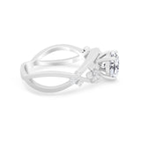 Plumeria Flower Infinity Shank Wedding Ring Simulated CZ 925 Sterling Silver