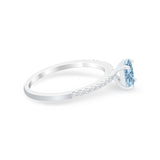 Solitaire Accent Oval Engagement Ring Simulated Aquamarine CZ 925 Sterling Silver