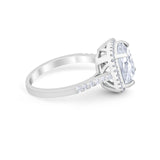 Halo Cushion Cut Engagement Ring Round Simulated CZ 925 Sterling Silver