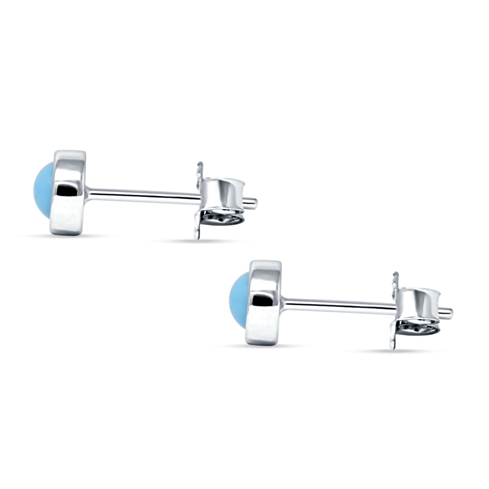 Half Ball Stud Earrings 5mm Round Turquoise 925 Sterling Silver