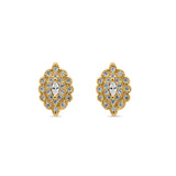 Art Deco Marquise Stud Earrings Yellow Tone, Simulated Cubic Zirconia 925 Sterling Silver