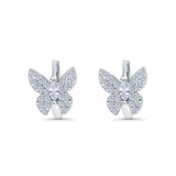 Butterfly Marquise Lever Back Earrings Hoop Huggie Design Simulated Cubic Zirconia 925 Sterling Silver (12mm)