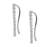 Threader Stud Earrings Bezel Line Cubic Zirconia 925 Sterling Silver Wholesale