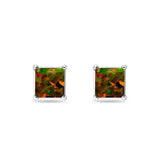 Solitaire Princess Stud Earrings Created Black Opal 925 Sterling Silver Wholesale
