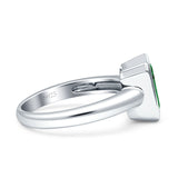 Bezel Set Emerald Engagement Ring 8mmx6mm Simulated Green Emerald CZ 925 Sterling Silver Wholesale