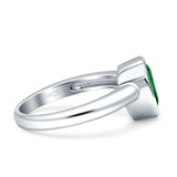 Bezel Set 9mmX6mm Pear Engagement Ring Simulated Green Emerald CZ 925 Sterling Silver Wholesale