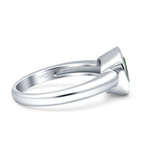 Bezel Set 8mmX8mm Cushion Engagement Ring Simulated Green Emerald 925 Sterling Silver Wholesale