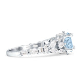 Vintage Style Round Engagement Ring Aquamarine CZ 925 Sterling Silver Wholesale