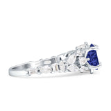 Vintage Style Round Engagement Ring Blue Sapphire CZ 925 Sterling Silver Wholesale