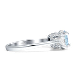 Trilogy Ring Round Pear Teardrop Aquamarine CZ 925 Sterling Silver Wholesale