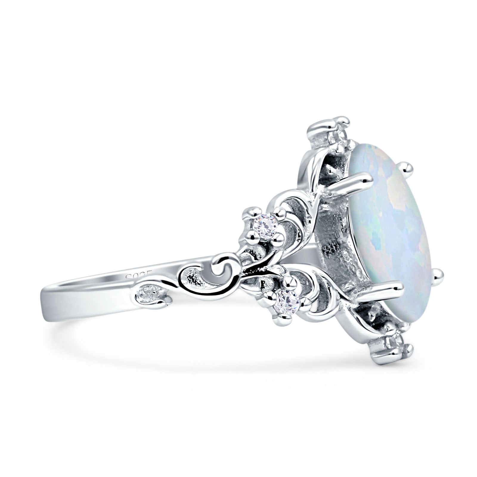 Vintage Style Engagement Ring Marquise Created White Opal 925 Sterling Silver Wholesale