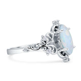 Vintage Style Engagement Ring Marquise Created White Opal 925 Sterling Silver Wholesale