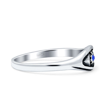 Evil Eye Star Thumb Ring Simulated Blue Sapphire CZ Engagement Solid 925 Sterling Silver