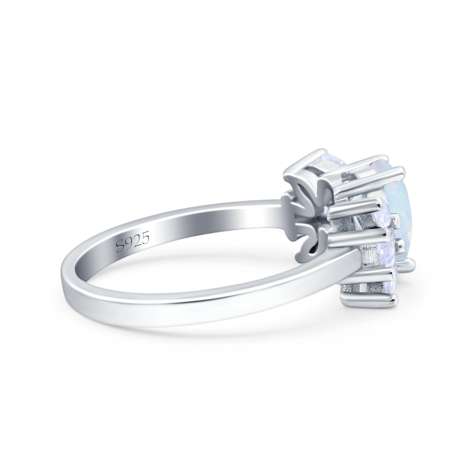 Teardrop Pear Art Deco Wedding Engagement Ring Lab Created White Opal 925 Sterling Silver
