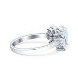 Teardrop Pear Art Deco Wedding Engagement Ring Lab Created White Opal 925 Sterling Silver
