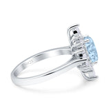 Wholesale Vintage Style Oval Engagement Ring Simulated Aquamarine CZ 925 Sterling Silver