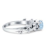 Vintage Style Floral Round Engagement Ring Simulated Aquamarine 925 Sterling Silver Wholesale