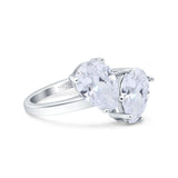 Teardrop Pear Art Deco Wedding Ring Simulated Cubic Zirconia 925 Sterling Silver