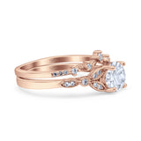 Vintage Style Bridal Ring Two Piece Rose Tone Cubic Zirconia 925 Sterling Silver Wholesale