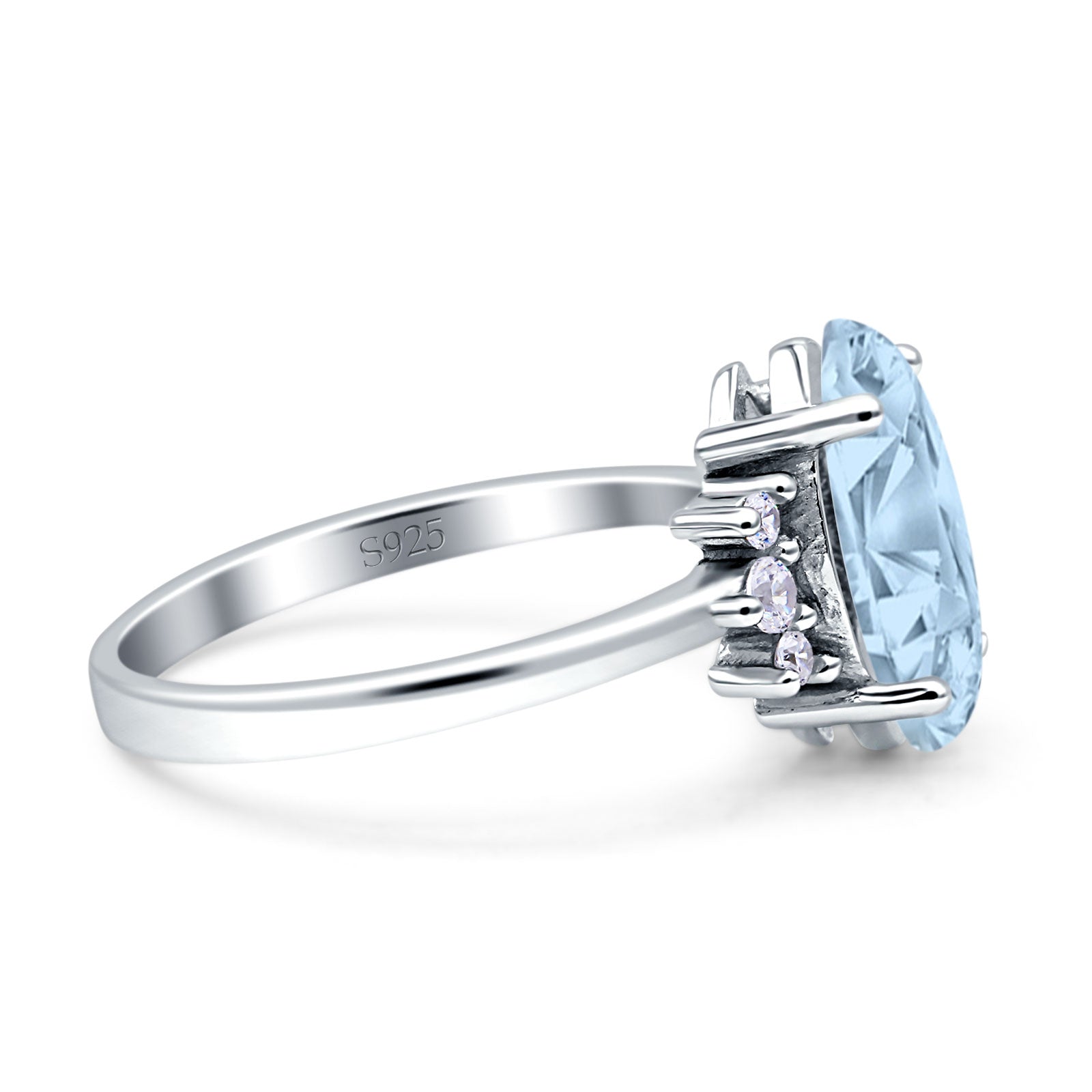 Vintage Marquise Engagement Ring Simulated Aquamarine CZ 925 Sterling Silver Wholesale