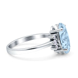 Vintage Marquise Engagement Ring Simulated Aquamarine CZ 925 Sterling Silver Wholesale