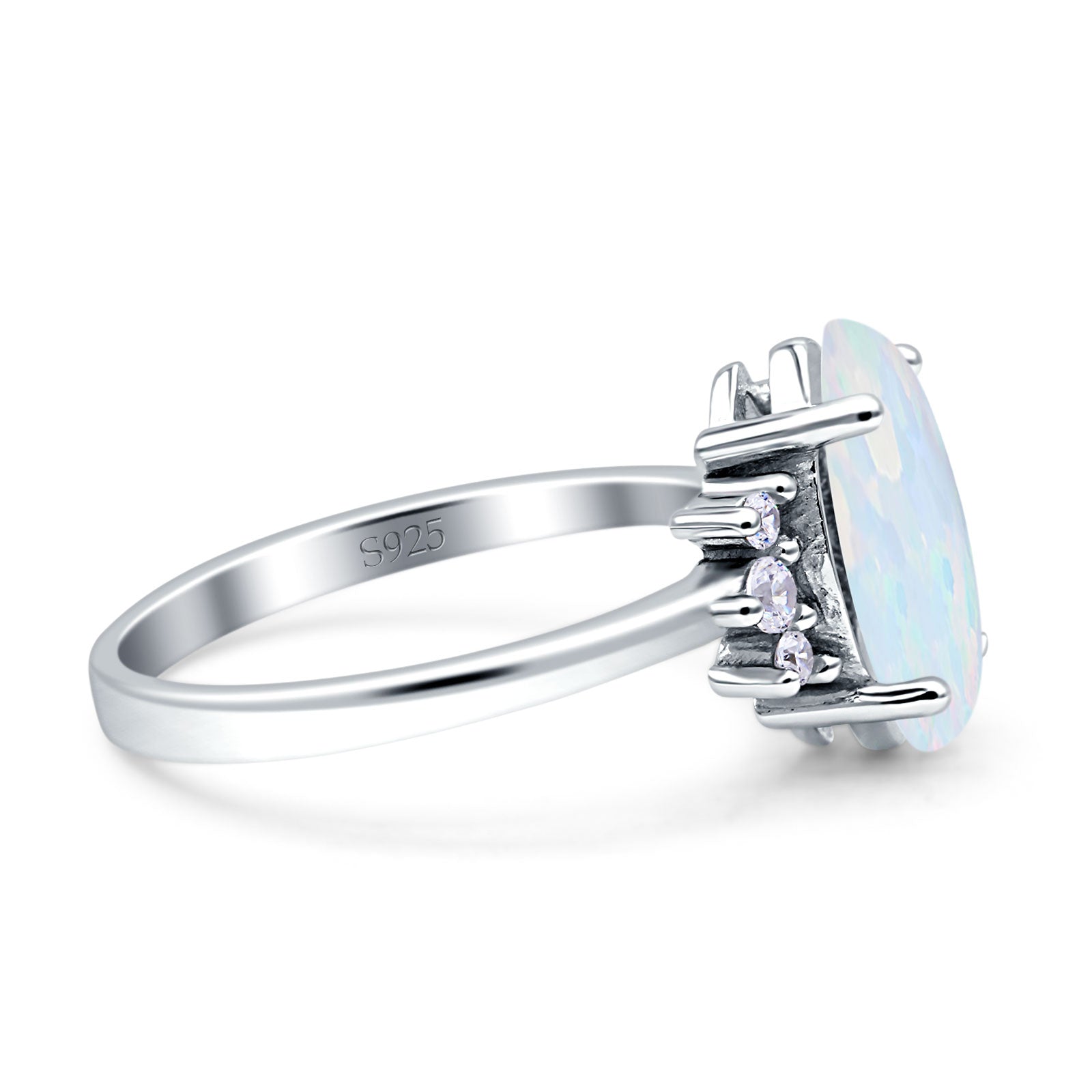 Vintage Marquise Engagement Ring Lab Created White Opal 925 Sterling Silver Wholesale