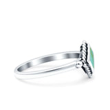 Square Vintage Style Petite Dainty Simulated Turquoise Ring Solid Oxidized 925 Sterling Silver