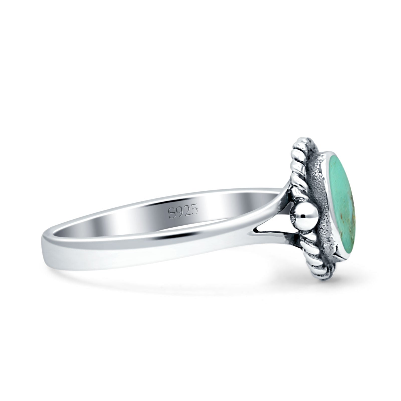 Oval New Design Thumb Ring Statement Fashion Oxidized Simulated Turquoise Solid 925 Sterling Silver