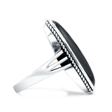 Oval New Design Statement Fashion Oxidized Simulated Black Onyx Solid 925 Sterling Silver