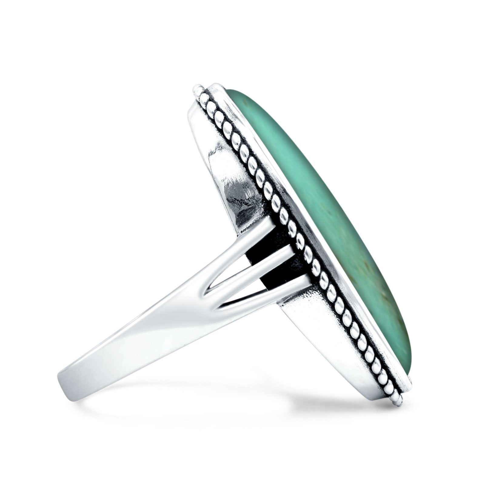 Oval New Design Statement Fashion Oxidized Simulated Turquoise Solid 925 Sterling Silver