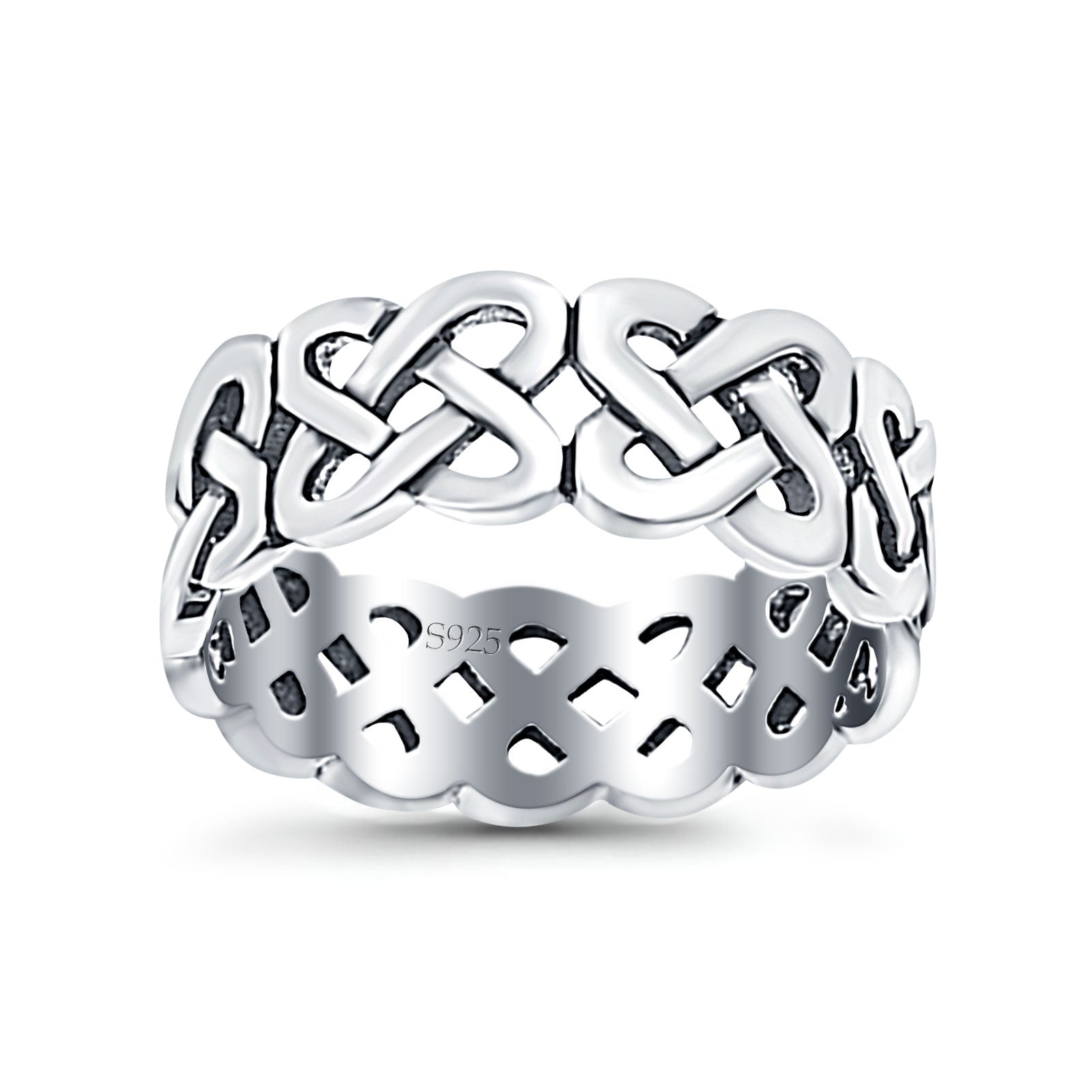 Celtic Oxidized Band Solid 925 Sterling Silver Thumb Ring (7mm)