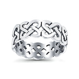 Celtic Oxidized Band Solid 925 Sterling Silver Thumb Ring (7mm)