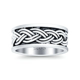 Celtic Weave Crisscross Infinity Oxidized Band Solid 925 Sterling Silver Thumb Ring (8mm)