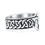 Celtic Pentagram Star Oxidized Band Solid 925 Sterling Silver Thumb Ring (15mm)