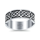 Celtic Oxidized Band Solid 925 Sterling Silver Thumb Ring (7mm)